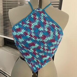 Handmade Crochet Halter Crop Top!